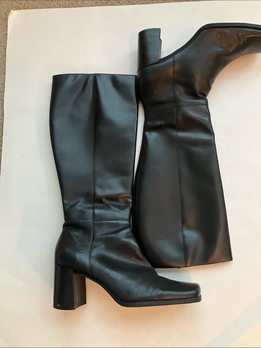 Women's Classic Calico Black Knee-High Block Heel Boots